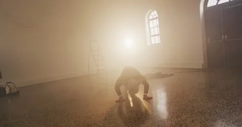 Portrait of male dancer dancing in dance studio, slow motion Stock Footage 341088740