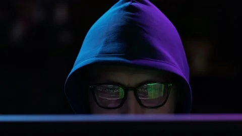 Portrait of male software developer wearing eyeglasses, working on computer Stock Footage 164532367