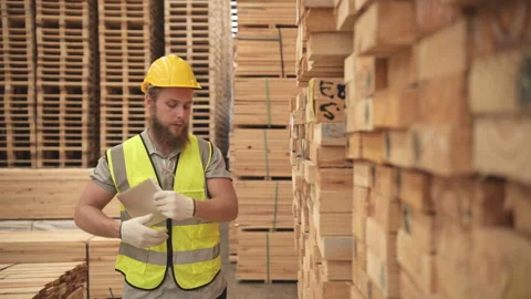 Portrait of a male worker with helmet and safety vest Stock Footage 253883353