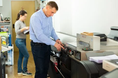 Portrait of male worker at plotter Stock Photos