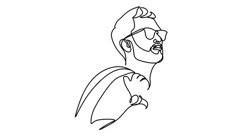 Portrait of a man. Animation of linear drawing Stock Footage 128420455