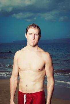 Portrait of man at the beach Stock-Fotos