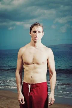 Portrait of man at the beach Stock Photos