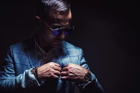 Portrait of a Man With Blue Jacket 스톡 사진