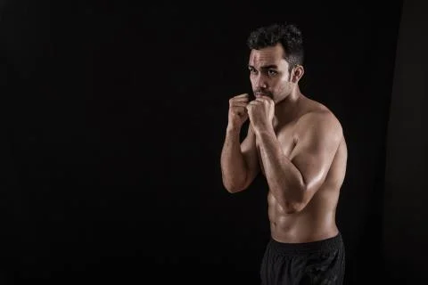 Portrait of a man boxing Stock Photos