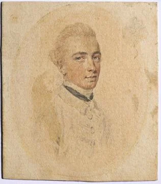 Portrait of a Man, c. 1775. John I Smart (British, 1741-1811). Gray, red, a.. Stock Illustration