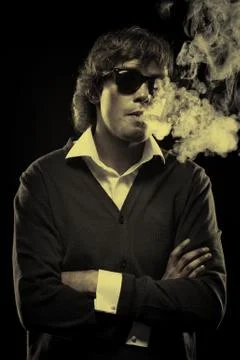 Portrait of a man with cigar Stock Photos