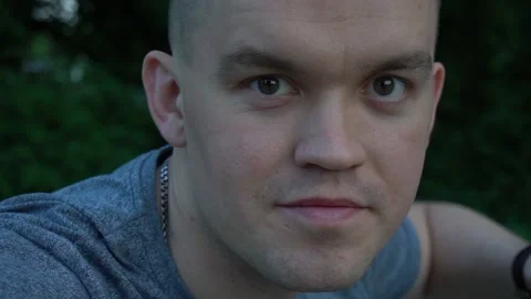 Portrait of man close up outdoors. Stock Footage 89450437