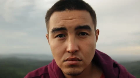 Portrait of a man close-up. Slow motion shot. Stock Footage 91045300