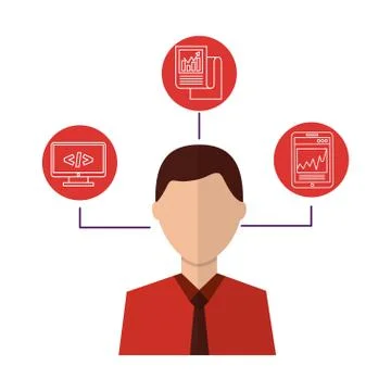 Portrait of man coding programmer Illustrazione stock