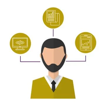 Portrait of man coding programmer Stock Illustration