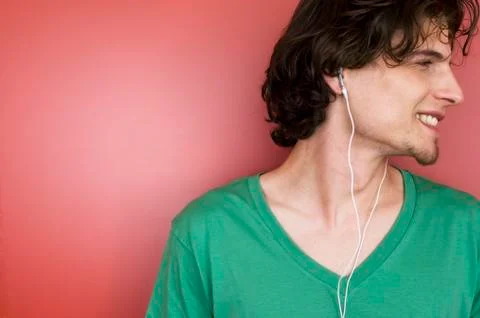 Portrait of a man with earphones Stock Photos