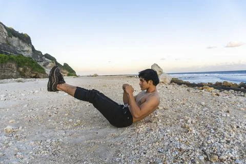 Portrait of a man exercising Stock Photos