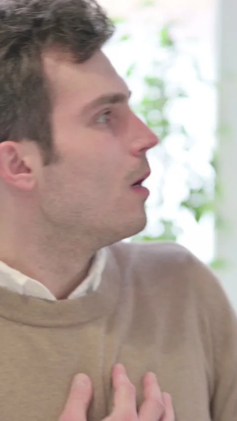 Portrait of Man Feeling Scared, Frightened, Vertical Video Stock Footage 337351012