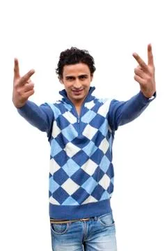 Portrait of a man gesturing Stock Photos