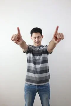 Portrait of a man on grey background. 스톡 사진