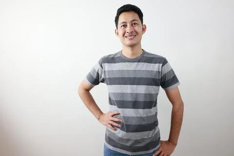 Portrait of a man on grey background. 写真素材
