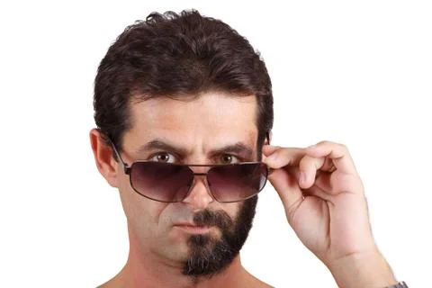 Portrait of man with half shaved face Stock-Fotos