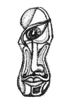 Portrait of a man hand drawn vector illustration. Style of Abstract art, Supr Stock Illustration