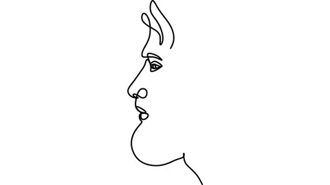 Portrait of a man hipster. Animation of linear drawing Stock-Footage 128420307