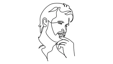Portrait of a man hipster. Animation of linear drawing. Stock-Footage 128420406