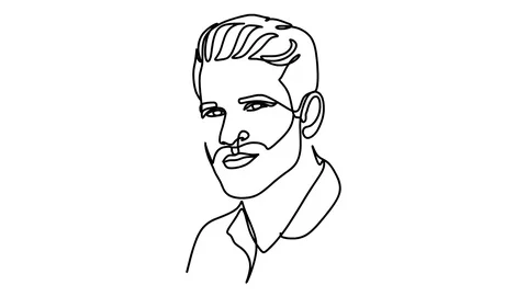 Portrait of a man hipster. Animation of linear drawing. Stock-Footage 128420419