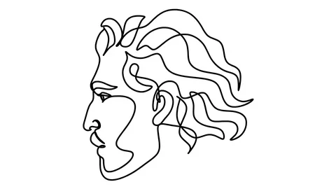 Portrait of a man hipster. Animation of linear drawing Stock-Footage 128420430