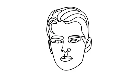 Portrait of a man hipster. Animation of linear drawing Stock-Footage 128420469