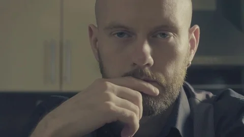 Portrait of the man looking in camera and talking. Stock Footage 73139472