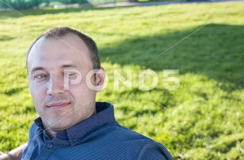 Portrait of a man looking towards the Stock Photos