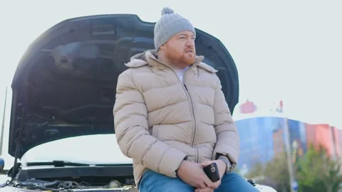 The portrait of a man with a man next to his car, Stock Footage 234690077