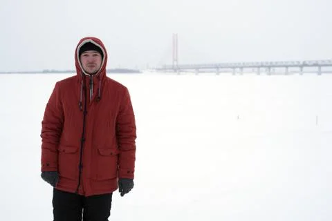 Portrait of a man in the orange jacket Stock Photos