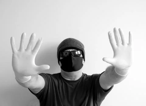 Portrait of a man protected from coronavirus. Stock Photos