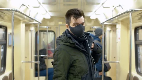 Portrait of a man in protective mask Stock Footage 126866962