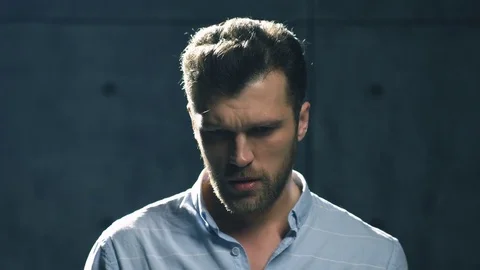 Portrait of man ready to commit suicide Stock Footage 83456291