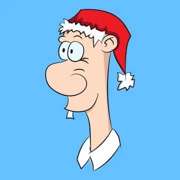 Portrait of man with Santa hat Stock Illustration