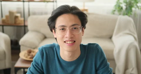 Portrait of man smiling at home Stock Footage 145289938