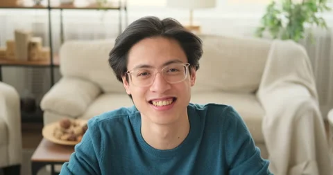 Portrait of man smiling at home Stock Footage 145291890