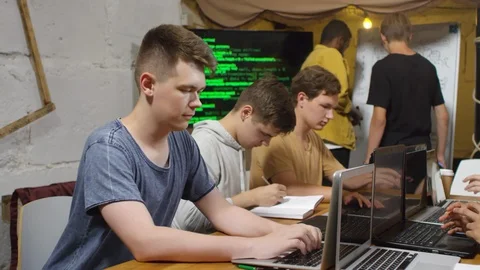 Portrait of Man Studying in Coding Class Stock Footage 99471132