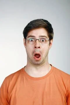 Portrait of a man surprised face expression Stock-Fotos