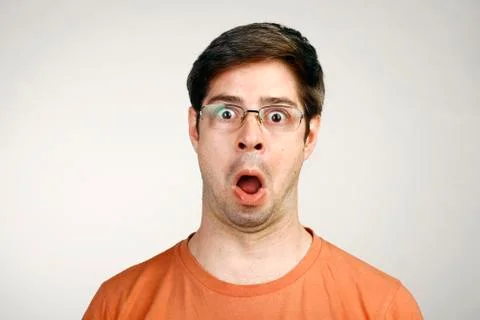 Portrait of a man surprised face expression Foto stock
