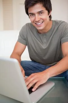 Portrait of a man using a notebook Stock Photos