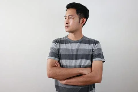 Portrait of man on white background Stockfoto's