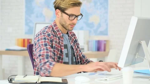 Portrait of man working in office Stock Footage 51230189