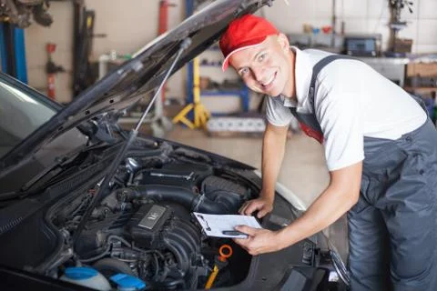 Portrait of a mechanic Stock Photos