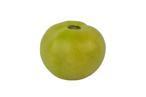 Portrait of a medium sized red colored ripe tomato isolated in a white paper Stock Photos