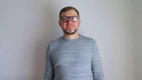 Portrait of a middle-aged man with glasses. 40 year old man. Stock Footage 240108301