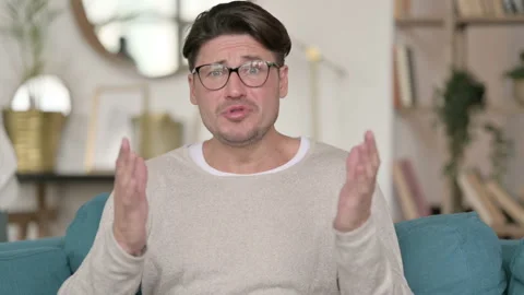 Portrait of Middle Aged Man having Loss at Home 스톡 동영상 142376736