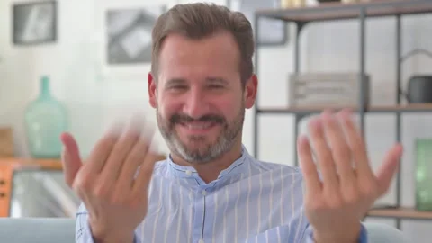 Portrait of Middle Aged Man inviting People Stock-Footage 287897470