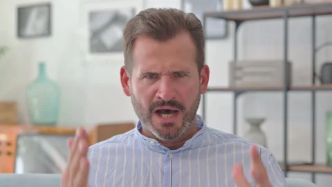Portrait of Middle Aged Man Screaming and Shouting in Anger Stock Footage 287897415